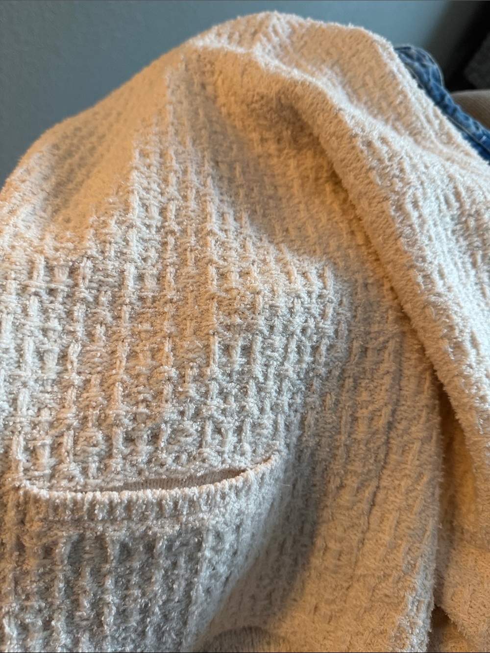 Uniqlo Cream Bouclé Open-Front Cardigan Jacket size medium - Picture 6 of 8